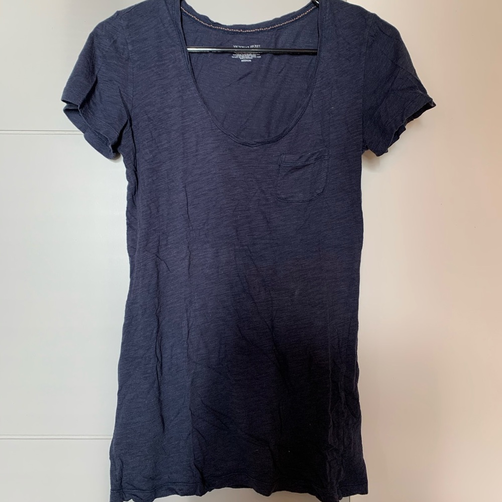 Navy Deep Scoop Neck Tee
